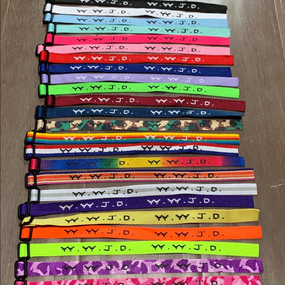 25 WWJD Woven Jesus Bracelets Wristbands Bulk Lot